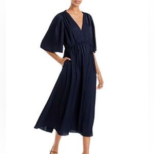 Kobi Halperin Tonya Cinched-waist Midi Dress in Midnight Blue